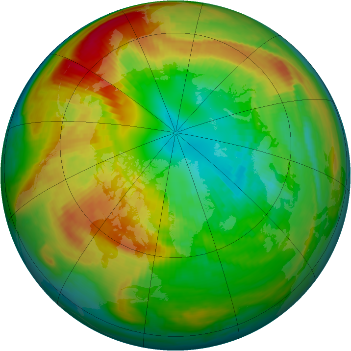 Arctic ozone map for 29 February 2000
